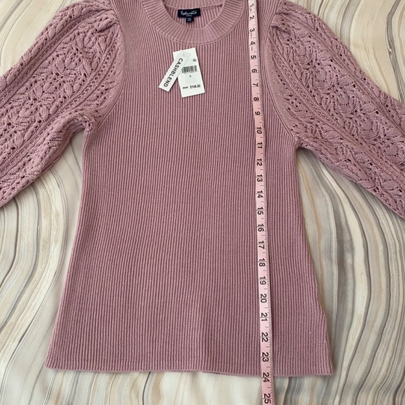 NEW! Splendid Phoebe Cashblend Pointelle Crewneck Sweater Lavender Pink S - $148 - Picture 9 of 14